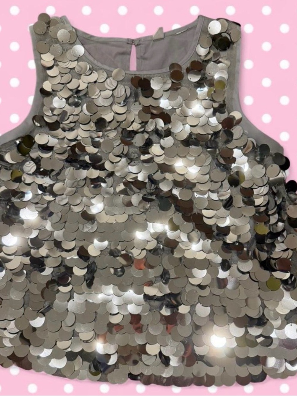 Silver Sequin Crop Tank Top